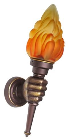 Generico Lampada da parete a torcia - Applique industriale rustica | Paralume in fiammato con in alluminio marrone anticato, decorazione vintage in stile rustico per soggiorno e corridoio