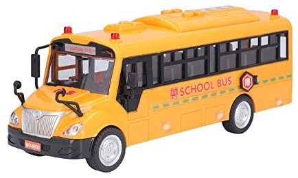 Segrehy Modelo de autobús Escolar de Juguete de plástico Amarillo, Figura de vehículo de Juego con Puertas Que se abren, Luces, Sonidos, Regalo Educativo para niños, niñas de 3 años en