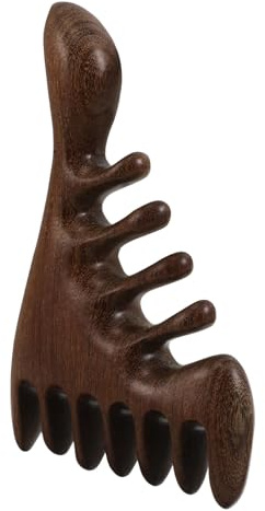 Peine de Sándalo de Dientes Anchos con Masaje Antiestático | Madera de Sándalo, Vetas Naturales, Diseño Ergonómico, Uso en Oficina y Viaje, Desenredado
