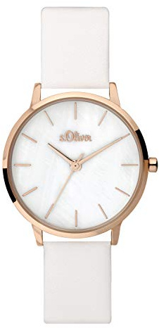 s.Oliver Damen Analog Quarz Uhr mit Leder Armband SO-3703-LQ