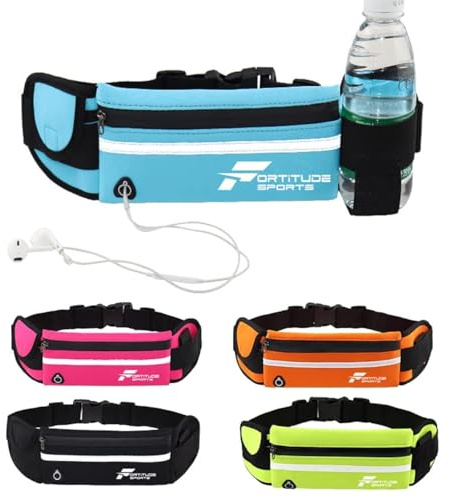 Fortitude Sports Laufgürtel Mit Handyhalter | Hüfttaschen für Running für Handys, Kopfhörer und Trinkflasche | Wasserdichter Trinkgürtel für Damen und Herren (Grün)