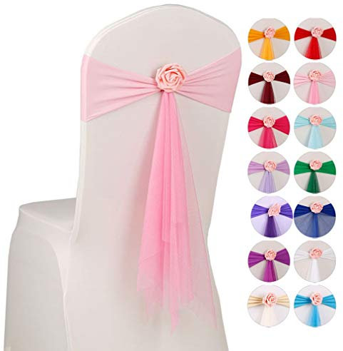 Xiang Ru Stuhlhussen / Schärpen / Schleifen mit Rückenband für Party, Weihnachten, Bankett, 30 Stück, Pink