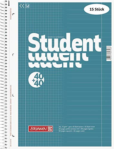 Brunnen 1067974 Notizblock/Collegeblock Student Duo (A4 liniert (Lineatur 27, Lineatur 28) 70 g/m²) (15, A4)