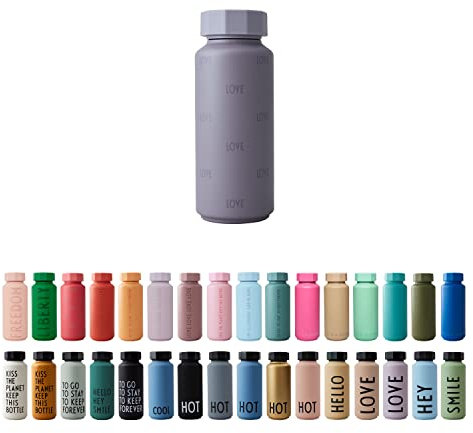 Design Letters Insulated Stainless Steel Water Bottle | 500 ml | Double Walled Vacuum Flask for hot and Cold Water | Thermos Flask for Travel and Gym | BPA and BPS-Free | Purple