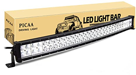 PICAA Led Arbeitsscheinwerfer Bar 32 Zoll 79CM 180W Gewolbt Led Lichtbalken | Lichtleiste,12V 24V,Zweireihig, Zusatzscheinwerfer Bar, für SUV Offroad ATV UTV Traktor 4x4 Auto,6000K