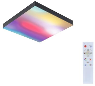 Paulmann 79907 LED Panel Velora Rainbow eckig incl. 1x13,2 W dimmbar dynamicRGBW Farbsteuerung Schwarz Metall Deckenleuchte 3000 K