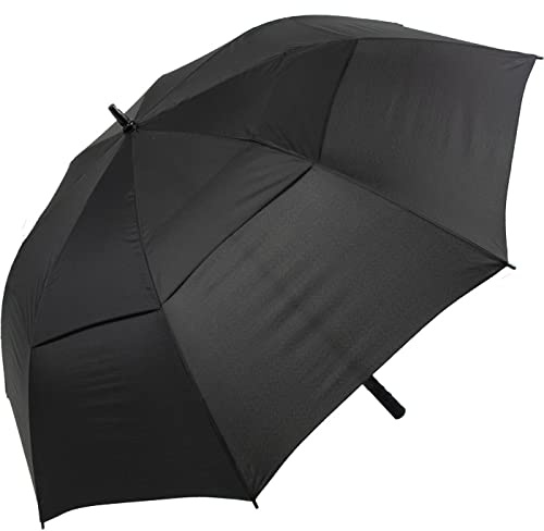 Falcone® stabiler XXL Fiberglas Automatik Regenschirm mit Ventilationsbezug - schwarz