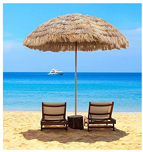 XPGEREP Parasol Ombrelle Paille Parasol Hawaii, Diamètre 2.4m, Parasol de Plage Naturel, Parasol De Jardin pour Holiday Patio Plage/Natural Color/Height 2.4m