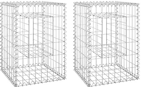 vidaXL Gabion Basket Posts 2 pcs - Durable, Rust-Proof Iron Construction - 40x40x60 cm Size - Easy-to-Assemble for Patio or Garden Decoration