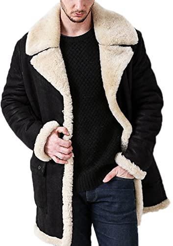 CRITOR Uomo Shearling Giacche Inverno Addensare Suede Shearling Giacca Aviatore Pelliccia Sintetica Fodera in Pile Giacca di Pelle di Pecora