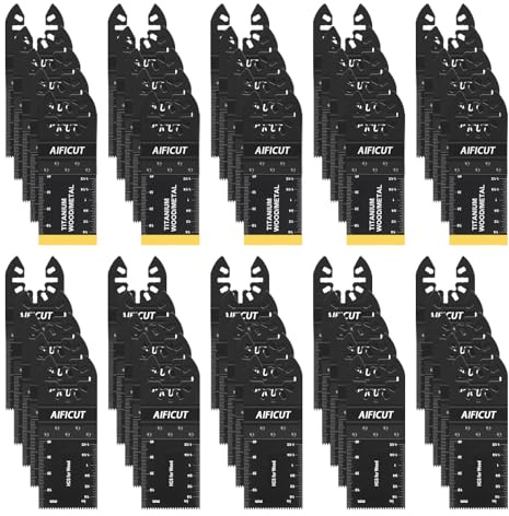 AIFICUT 26 hojas de sierra oscilantes de titanio, multiherramienta para madera, plásticos, metal, herramientas oscilantes, kits de cuchillas para Rockwell Ridgid Ryobi Milwaukee Chicago Craftsman