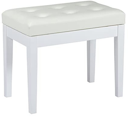 Fame PB-15C WHM Klavierbank, Matt-Weiß, Solide Verarbeitung, Gepolsterte Sitzfläche, Kunstleder-Bezug, mit Notenfach