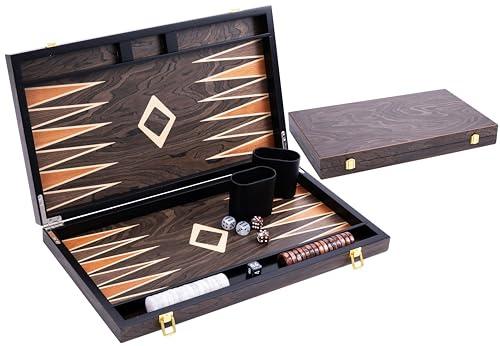 Engelhart- 250547 - Luxus-Backgammon – 18 Zoll – Nussbaumfurnier, lackiert
