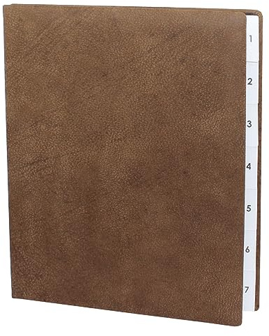 Pultordner mit Register 1-7 aus Wasserbüffel Leder, passend für DIN A4, Softcover mit dehnbarem Rücken, Prägung auf Anfrage