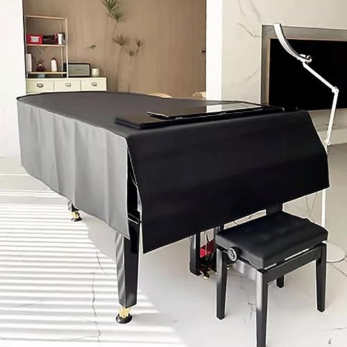 Mavcobo Grand Piano Cover,Abdeckung Flügel Klavier,Vordere Öffnung | Erstklassig Klavier Dust Cover Grand Weiches Leder Triangle Piano Cover Optionaler Hockerbezug(A,180cm/71in)
