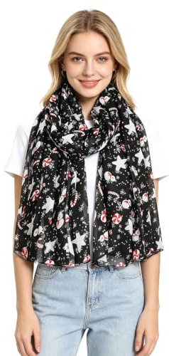 Lina & Lily Christmas Holiday Print Women's Scarf Shawl Wrap Lightweight