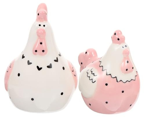 Garneck Juego de 2 saleros y pimenteros de cerámica para pollo, juego de recipientes de pollo de Pascua, botella de condimento, contenedor de sal para decoración de mesa de comedor para fiesta de