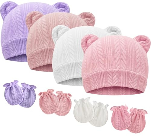 DRESHOW Gorro y Guantes para Bebé Recién Nacido - Sombrero para Bebés Niños