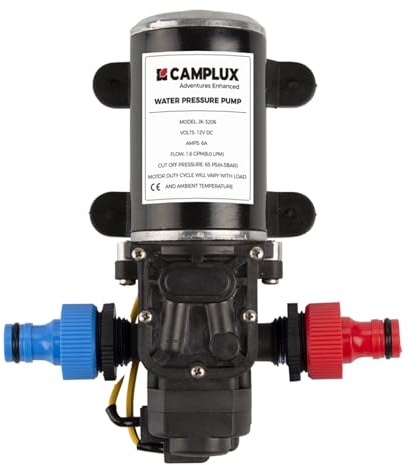 CAMPLUX Water Pump 6L/Min, DC 12V, 4.5 Bar (65 PSI) High Pressure Diaphragm Pump for Caravan/Boat/Gas Hot Water System