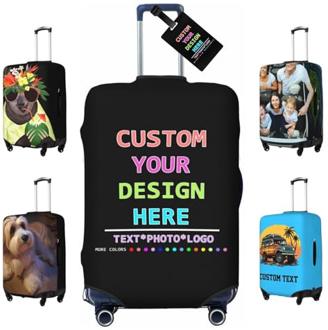 ＨＡＯＡＮＧＺＨＥ Funda Personalizada para Maletas, Diseñe su Propia Protección de Equipaje Personalizada con Fotos, Cubierta Anti-Arañazos para Equipaje, Cubierta de Maleta Lavables - 18-32 Pulgadas