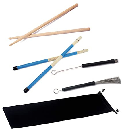 OFFSCH 5a Maple Drumsticks Und Professionelle Drum Brushes Set Für Jazzmusikliebhaber Mit Tragbarem Aufbewahrungsbeutel Schwarz-blau Für Akustik-drum-sessions