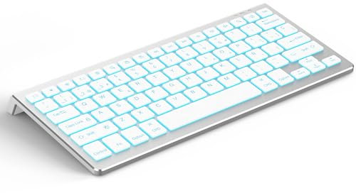 CACOE Teclado Bluetooth para MacOS, iPadOS e iOS, Iluminación de 7 Colores, Bluetooth de 3 Canales, para iPad de 10.ª generación/iPad Air/Pro/Mac Mini, Teclado Mac [Español], Plateado