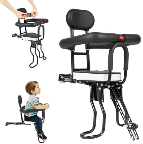 Kindersitz Fahrrad Vorne, Fahrradkindersitz mit Leitplanke, Rückenlehne & Pedal, Kinderfahrradsitz für Alter von 6 Monaten bis 3 Jahren, fahrrad sitz für Mountainbikes/Citybikes/Falträder, bis 40kg