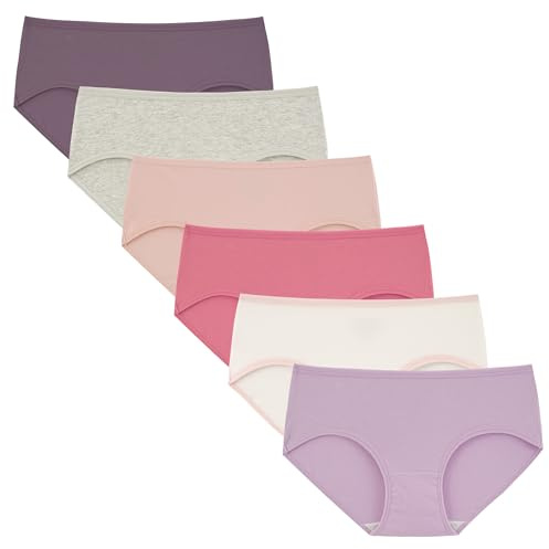 INNERSY Bragas Niña Algodon Cómodas, 8-10 Años, Gris/Blanco/4 Serie Morada