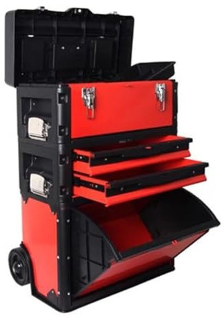 Armoire de rangement à outils sur roulettes, coffre à outils roulant avec tiroirs, organiseur de garage pour écrous, boulons, vis, petit matériel (noir, 52 x 32 x 72 cm)
