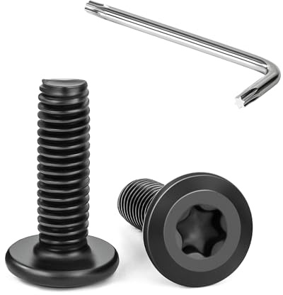 Tunejoy 20 Pièces Vis à Tête Plate Torx Noir M6 x 20 mm Vis à Six Pans Creux en Acier Inoxydable A2 V2A Boulons de Meubles Hexagonale avec Clé T30 Filetage Complet