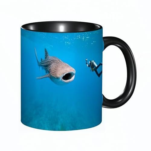 reyawdf Tazza Mug in Ceramica Personalizzata,Squalo squalo balena gigante e fotografia,11oz/330ml, Resistente al Calore, Adatta a Lavastoviglie Idea Regalo Divertente per Colazioni, Compleanni, Natale