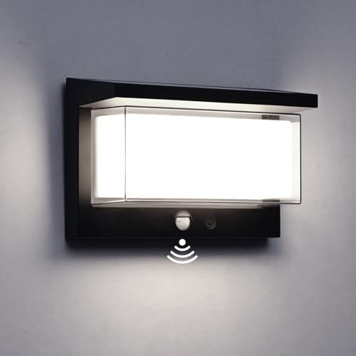 Lampe Solaire Extérieure avec Détecteur de Mouvement Vankarr IP65 6000K Blanc Froid Allumage/Extinction Auto, Étanche pour Jardin, Terrasse, Couloir et Allées