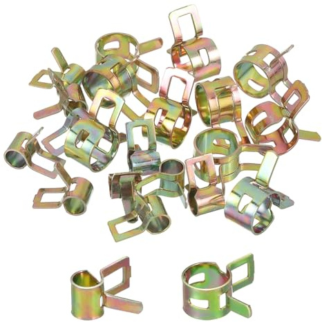 sourcing map ID 5mm 10mm 3/16 Inch 3/8 Inch Fuel Line Hose Clips, Pipe Spring Hose Clamp,Low Pressure Air Clamp, Water Pipe Air Tube Vacuum Hose Clips Fastener Pack of 20