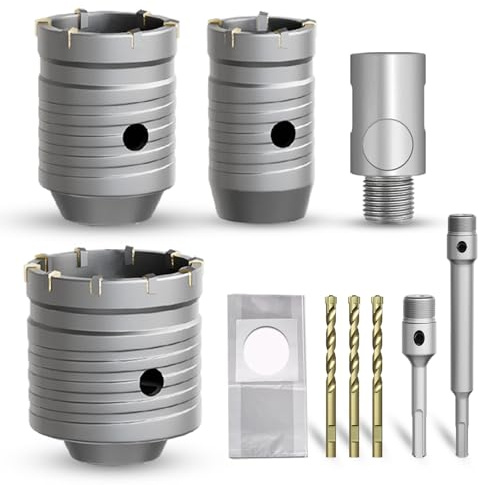 METOTY 11 Stück Bohrkrone Hohl Lochsäge-dosenbohrer set，Ø35/50/68mm mit SDS Plus & Adapter Bohrkrone Steckdose，für Mauerwerk, Ziegel, Beton, Zement, Stein Concrete hole saw
