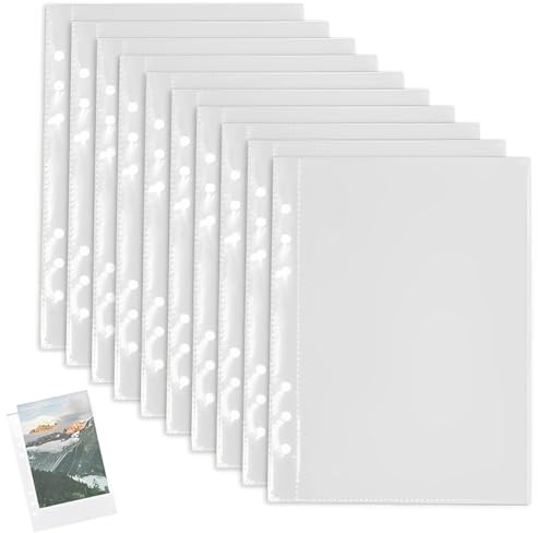 10 Stück Binder Taschen Pvc 6-Loch Ordner A5 Wasserdicht Kunststoff Bindertaschen Pp-Kunststoff Prospekthüllen Polypropylene Punched Pockets Für Schutz Von Papier Dokumenten