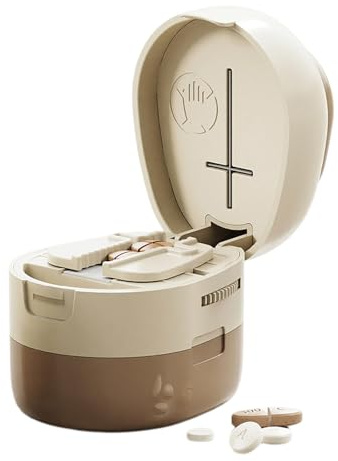 Coupe-comprimé multifonction pour pilules, séparateur de pilules pour petites tablettes, séparateur 1/2 et 1/4, coupe-médicaments portable et boîte de rangement, taille compacte