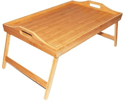 Table de lit Pliante en Bois Bambou for la Maison, Plateau Portable Pliable for Ordinateur, Table Service for thé et Nourriture, Bureau for à Pieds pliants sur Le pour Lit, Canapé, Bureau