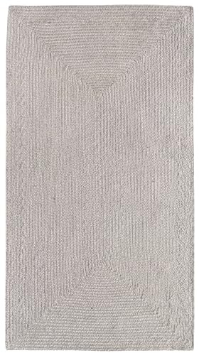HAMID Alfombra Nansa Interior/Exterior Pet Reciclado – Lavable y Resistente al Agua – Ecológica y Sostenible – Ideal para Terraza, Jardín o Salón (110x60cm, Plata)