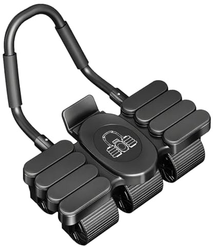 Fenayuu Ab Wheel Mit Automatischem Rückzug - 6-Rad Design Bauchmuskeltrainer,Bauchmuskel Trainingsgerät mit Handyhalter für Fitness Training