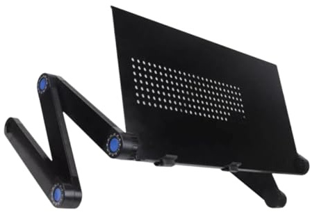 Alipis Bureau Pliant pour Ordinateur Portable 420x260 Mm Noir Ventilation Perforée, Hauteur Réglable, Table Pliante Ergonomique pour Lit, Maison et Bureau, Support Polyvalent