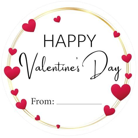 Anwyll Valentines Day Gift Stickers - Happy Valentine's Day Name Stickers 60Pcs 2Inch Valentines from Sticker Self Adhesive Happy Valentine's Heart Sticker for Envelope Seal Card Gift Wrap Party Favor