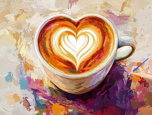 Peinture Numero Adulte Café Peinture par Numero Adulte Rétro Paint by Numbers Activité Manuelle, Bricolage Coloriage Tableau a Peindre Kit for Tableau Decoration Murale Cadeau Femme 90x70cm Q-70