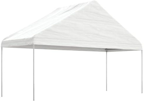 Gazebo da giardino con tetto bianco, 5,88 x 2,23 x 3,75 m, in polietilene, per feste, matrimoni, attività commerciali
