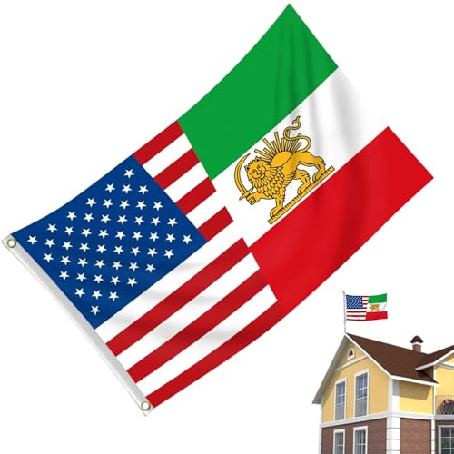 Drapeaux D'amitié Du Vieil Iran Et Des États-Unis, Grand Drapeau De L'amitié Des États-Unis Et Du Vieil Iran, Bannière Iranienne De Perse Avec Lions Solaire Pour Maison, Jardin, 90x150 Cm/60x90 Cm