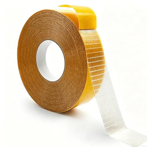 WhaleO Scotch Double Face Transparent, 2,5 CM×25M, Ruban Adhésif Double Face Tissu Super Collant, Multifonctionnel pour Ourlet Facile Sans Couture Rideaux Pantalons Vêtements Fixation Tapis LED Strip