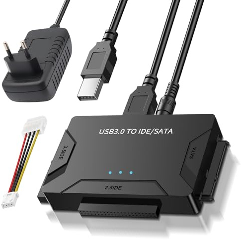 RUIZHI Adattatore da USB 3.0 a IDE/SATA, 5 Gbps, per disco rigido SATAHDD, adattatore USB per cavo USB da 2,5/3,5 pollici, Windows 11/10/8/7/XP/Vista, con cavo SATA