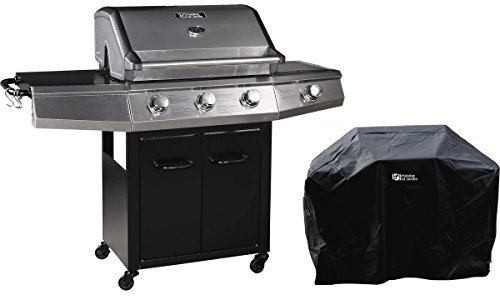 Barbecue Gaz avec LED Bingo 4 - 4 brûleurs Dont 1 latéral - 14kW + Housse Protection - Noir