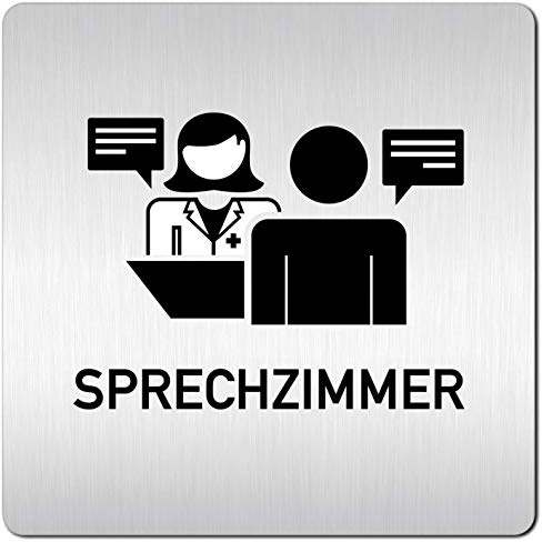 Türschilder24 XXL Schild - Türschild (B) • 125 x 125 mm • Sprechzimmer 002 Ärztin • 1,5 mm Aluminium Vollmaterial • 100% Made in Germany