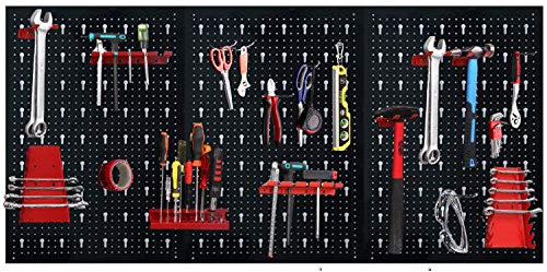 HENGMEI Pannello Forato Kit portautensil con 17 pz Ganci per Appendere Attrezzi per Attrezzi per Officina Garage