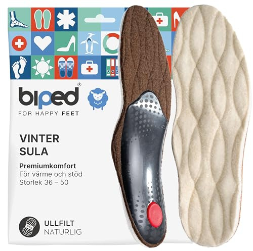 biped vinteriläggssulor med äkta lammull – ortopediska sulor med fotvalvsstöd, framfotskudde och hälkudde – välbefinnande för känsliga fötter z1715(43)